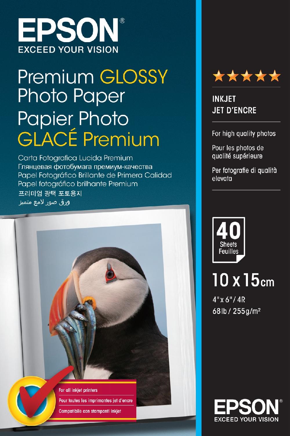 Epson Premium Glossy Photo Paper - 10x15cm 40 Fogli