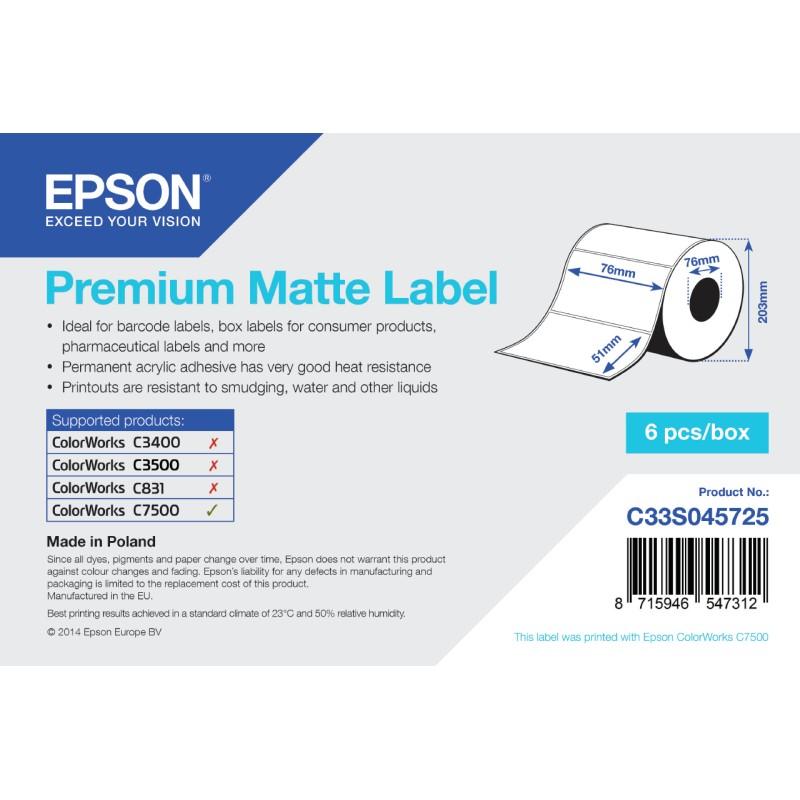 Epson Premium Matte Label - Die-cut Roll: 76mm x 51mm 2310 labels