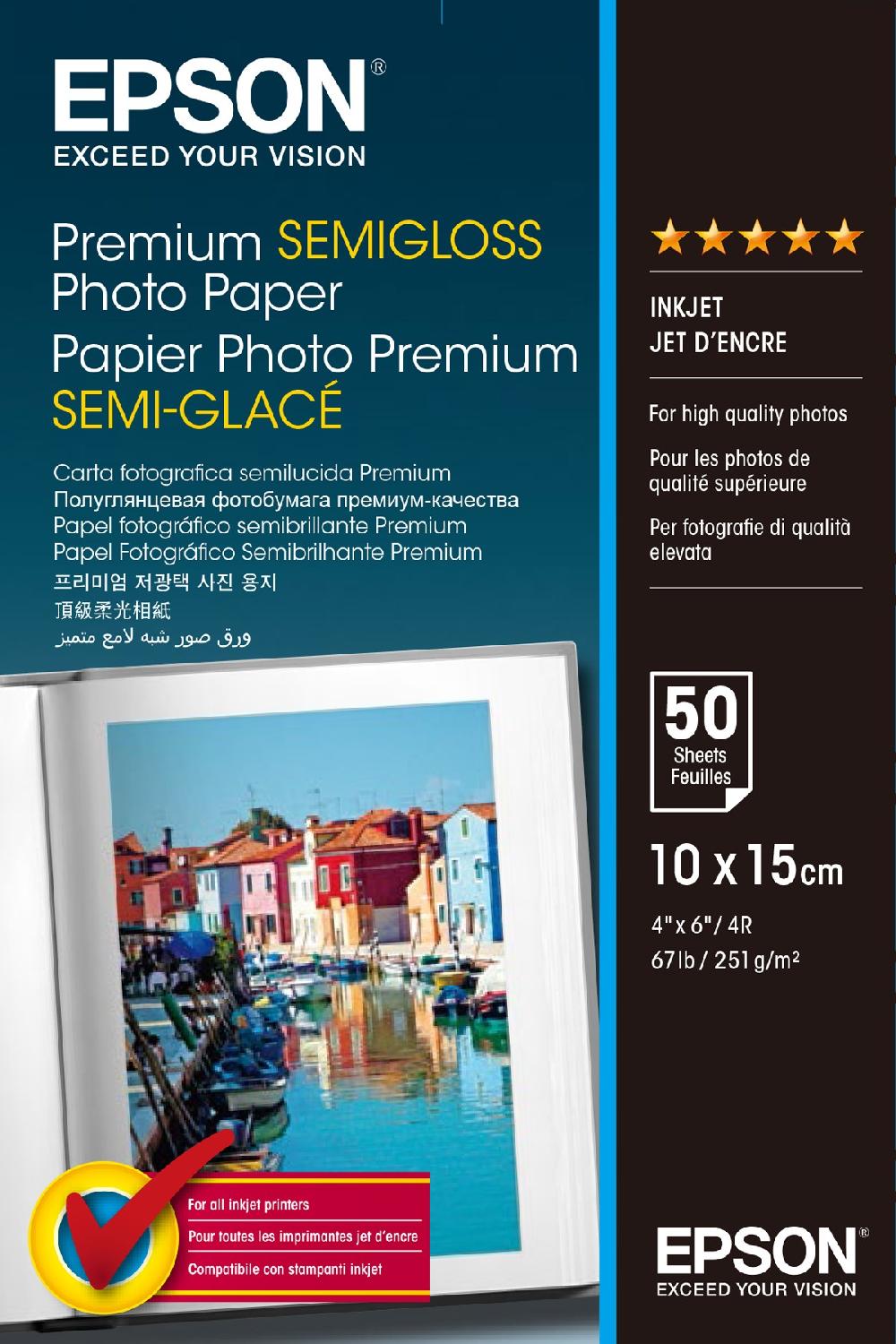Epson Premium Semi-Gloss Photo Paper - 10x15cm 50 Fogli