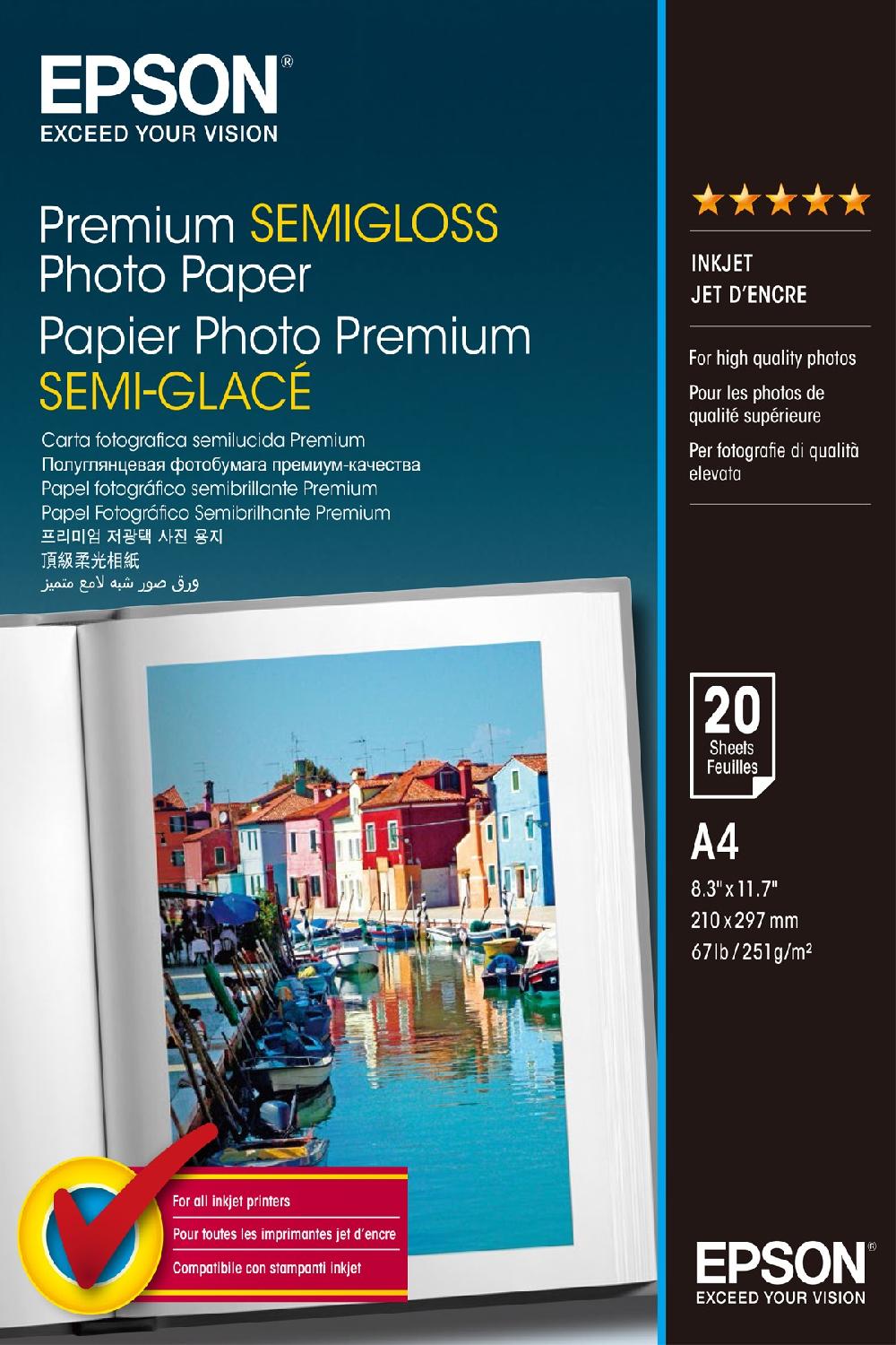 Epson Premium Semi-Gloss Photo Paper - A4 20 Fogli