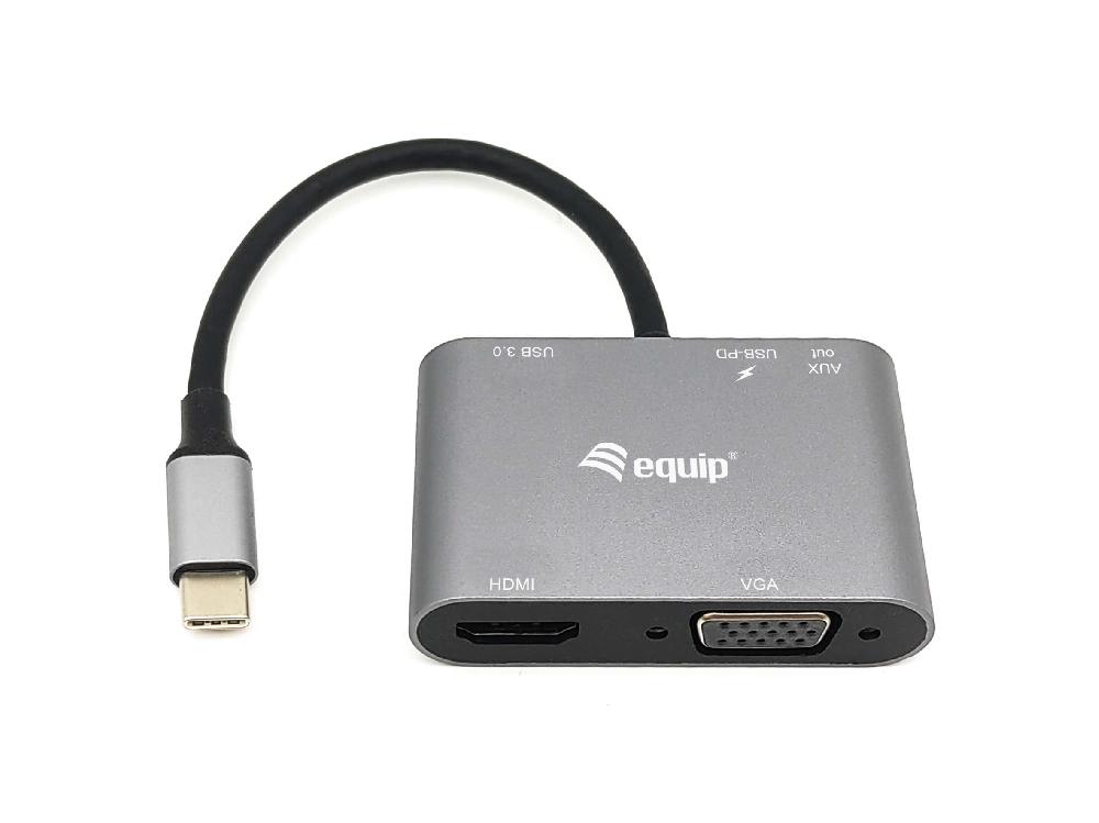 Equip 133483 replicatore di porte e docking station per laptop Cablato USB 3.2 Gen 1 (3.1 Gen 1) Type-C Nero Grigio