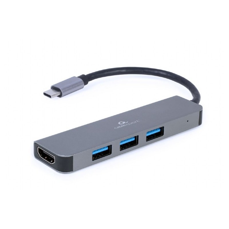 Gembird A-CM-COMBO2-01 replicatore di porte e docking station per laptop USB 3.2 Gen 1 (3.1 1) Type-C Grigio
