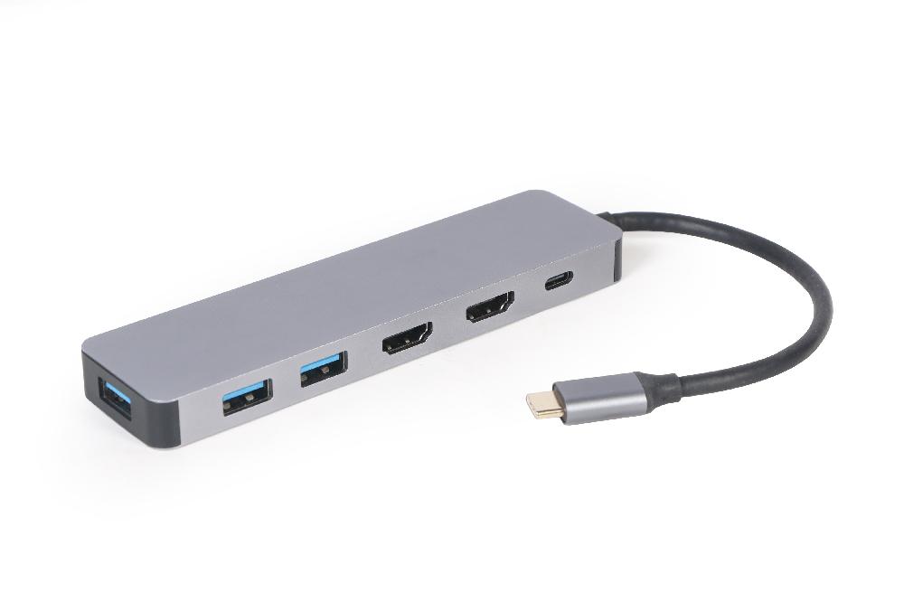 Gembird A-CM-COMBO3-03 hub di interfaccia USB 3.2 Gen 1 (3.1 Gen 1) Type-C 5000 Mbit/s Grigio