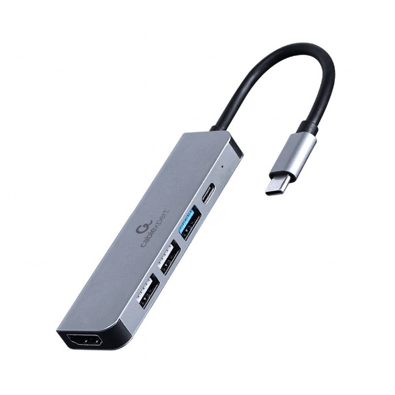 Gembird A-CM-COMBO5-03 replicatore di porte e docking station per laptop Cablato USB 3.2 Gen 1 (3.1 1) Type-C Argento