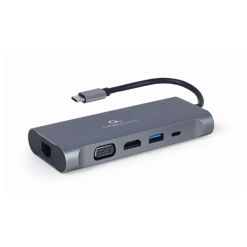Gembird A-CM-COMBO7-01 replicatore di porte e docking station per laptop USB 3.2 Gen 1 (3.1 1) Type-A Grigio