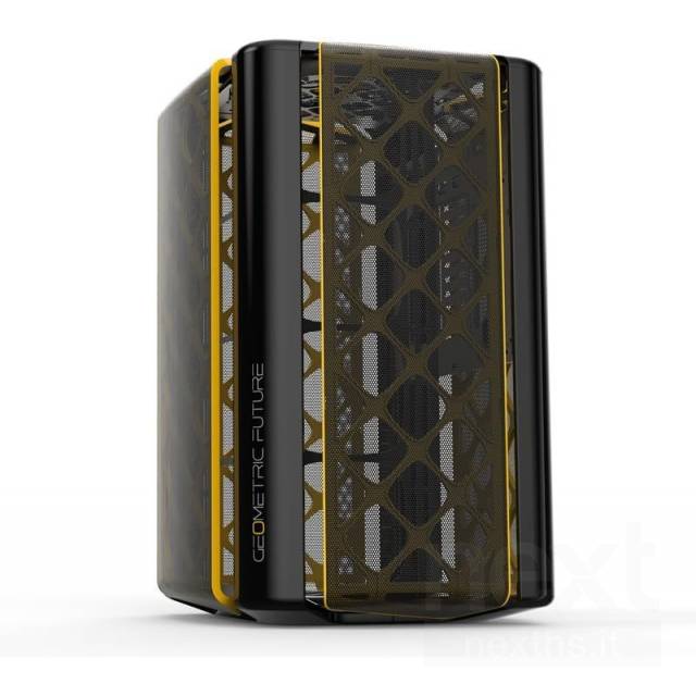 Geometric Future Ark Case Mini Tower No-Power Vetro Temperato minITX/mATX Nero e Arancione