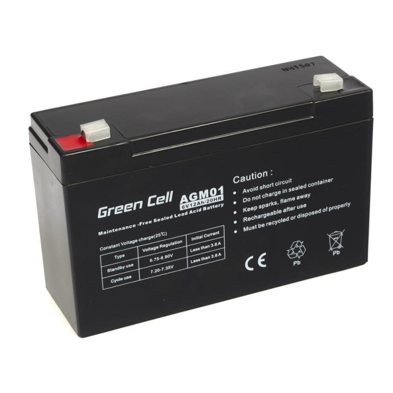 Green Cell AGM Battery 6V 12Ah - Batterie 12.000 mAh Acido piombo (VRLA)
