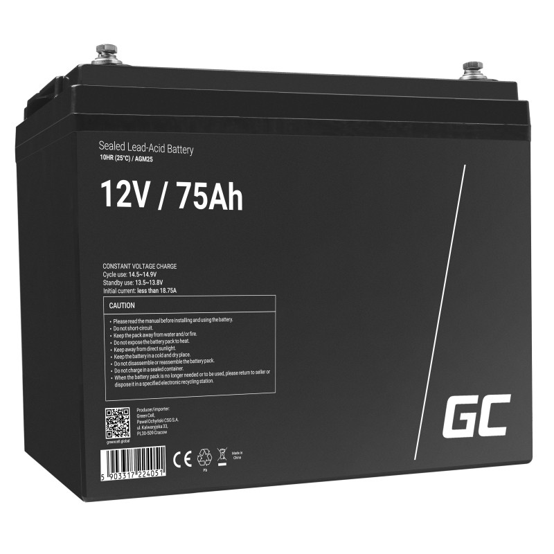 Green Cell AGM25 batteria UPS Acido piombo (VRLA) 12 V 75 Ah