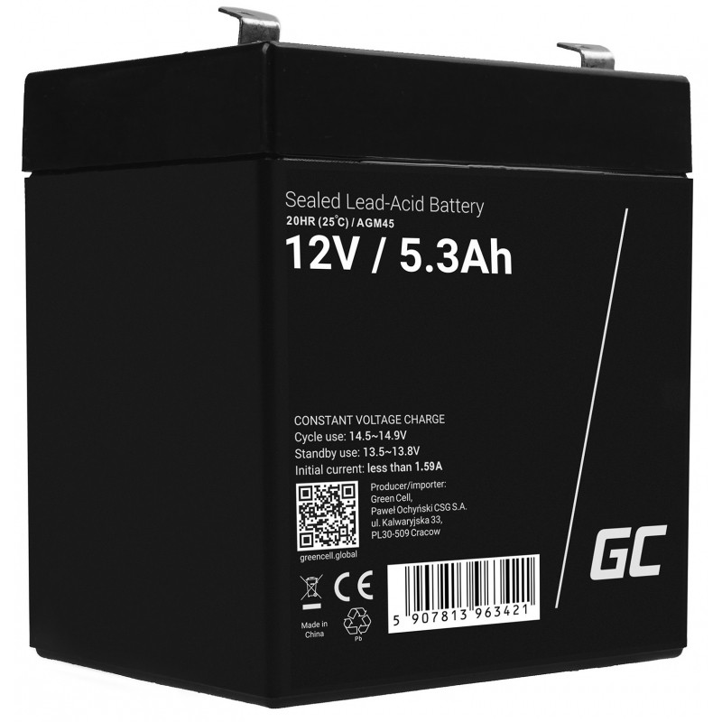 Green Cell AGM45 batteria UPS Acido piombo (VRLA) 12 V 5.3 Ah