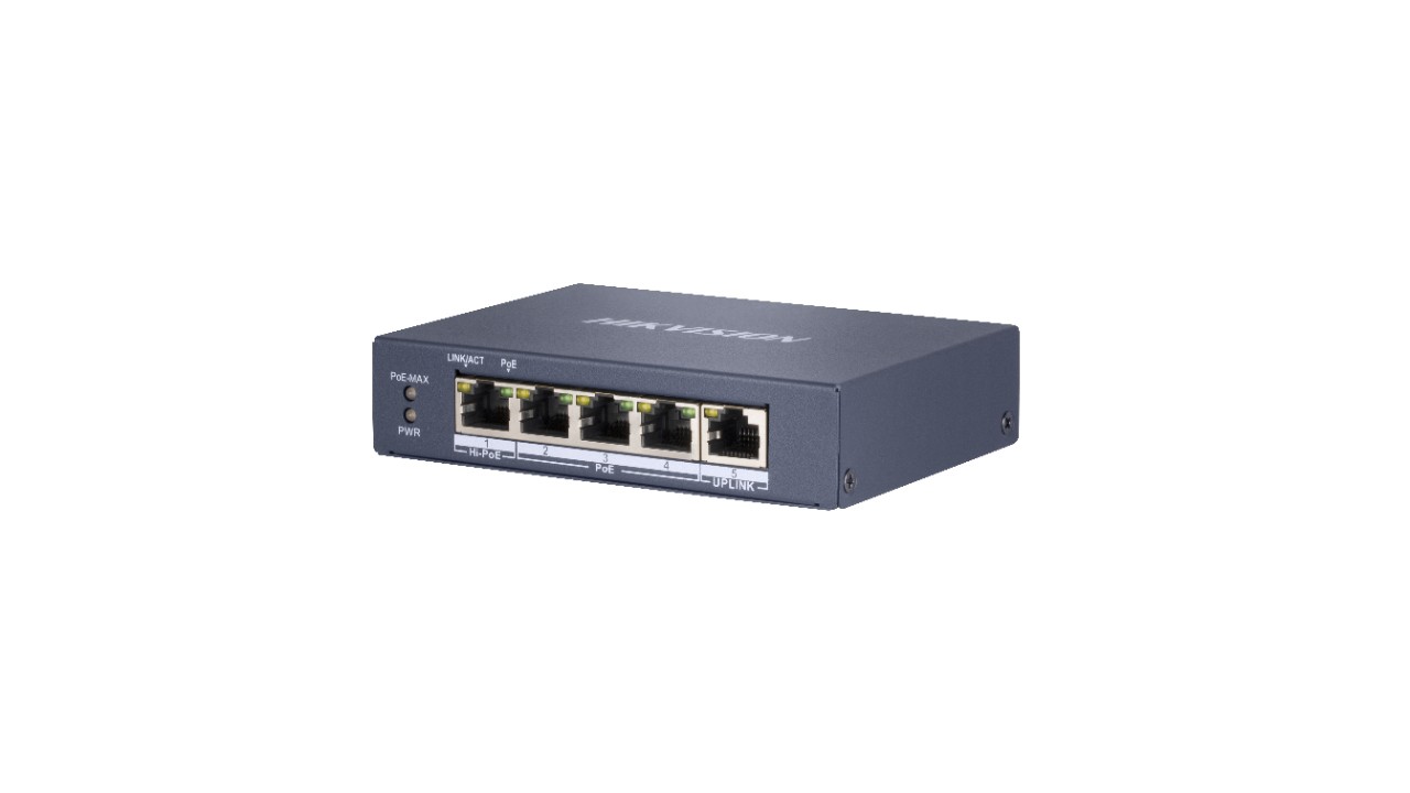Hikvision DS-3E0505HP-E switch di rete Non gestito Gigabit Ethernet (10/100/1000) Supporto Power over (PoE) Blu