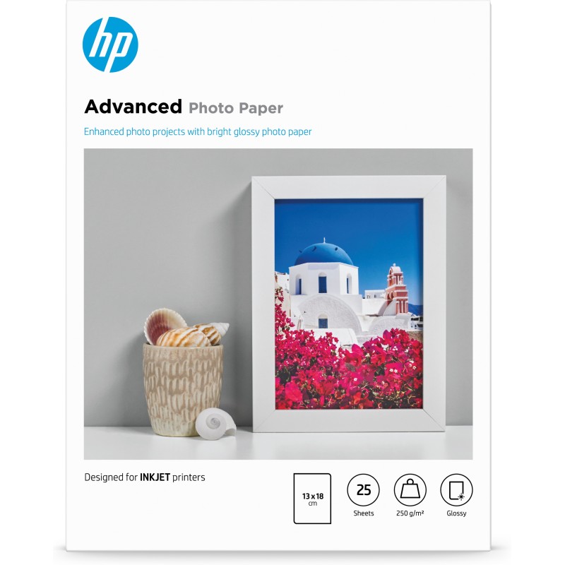 HP Carta fotografica Advanced lucida 250 g/m2 13" x 18" (127 178 mm) 25 fogli