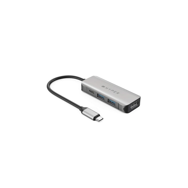 HYPER HD41-GL replicatore di porte e docking station per laptop USB 2.0 Type-C Nero Grigio