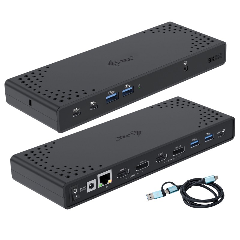 i-tec USB 3.0 / USB-C Thunderbolt 3 Dual Display Docking Station Gen2 + Power Delivery 100W
