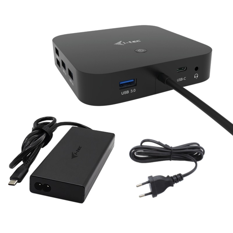 i-tec USB-C HDMI Dual DP Docking Station with Power Delivery 100 W + Universal Charger