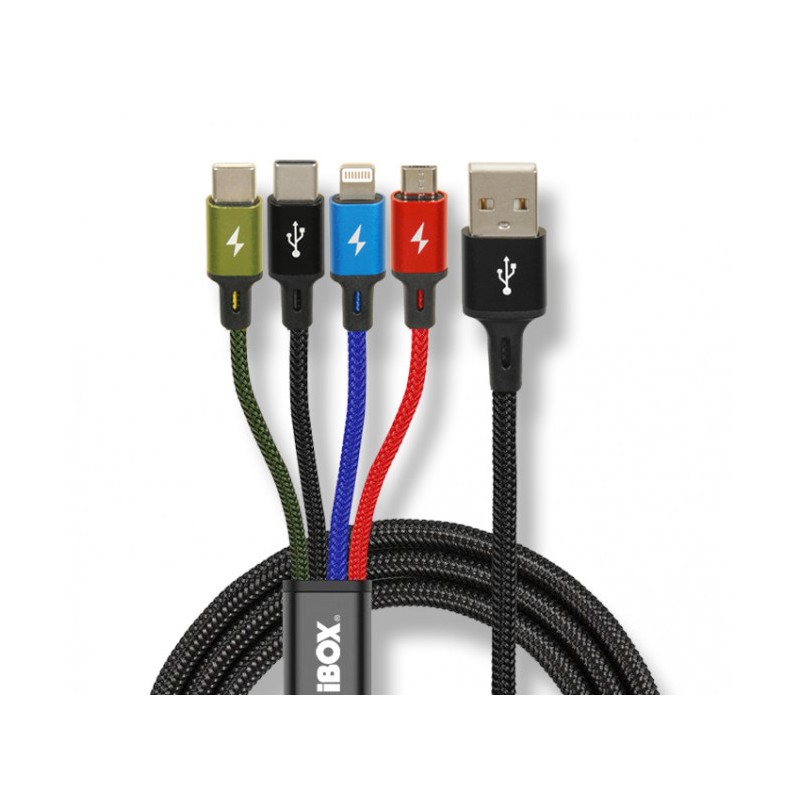iBox Universal 4 in 1 charging cable I-BOX USB IKUM4W1 - Kabel cavo 1.2 m Micro-USB A 2 x C Multicolore