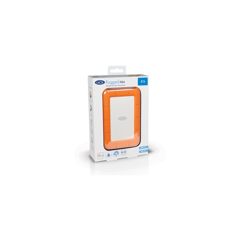 LaCie Rugged Mini disco rigido esterno 2 TB Arancione Argento