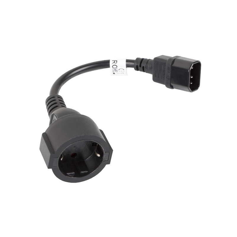 Lanberg CA-C14E-10CC-0018-BK cavo di alimentazione Nero 0.18 m Accoppiatore C14