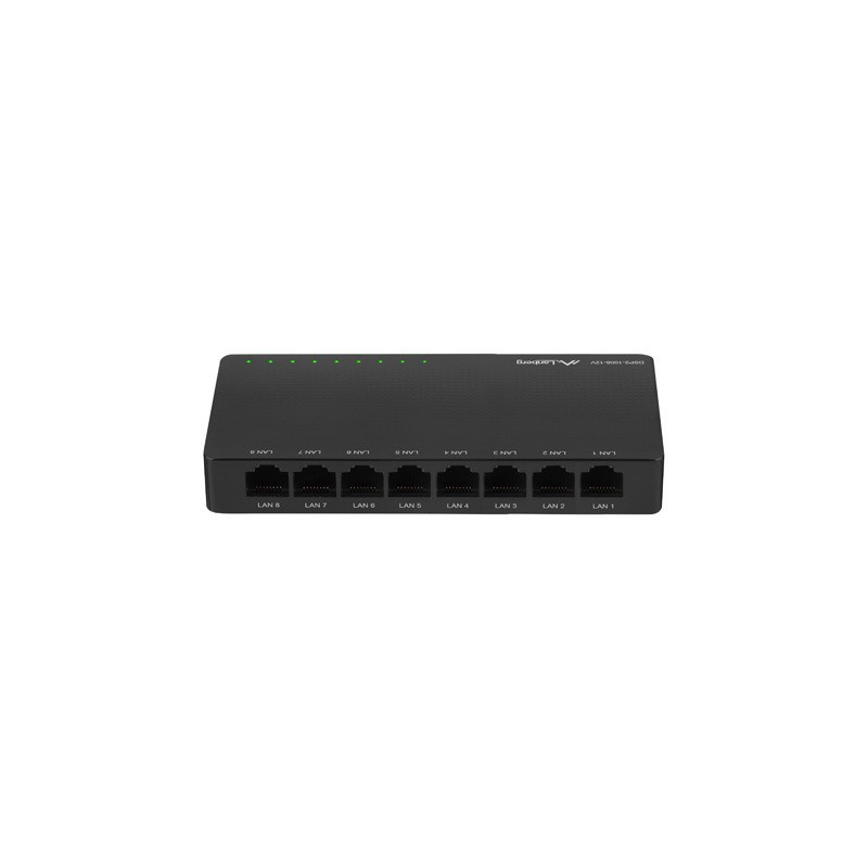 Lanberg DSP2-1008-12V switch di rete Non gestito Gigabit Ethernet (10/100/1000) Nero