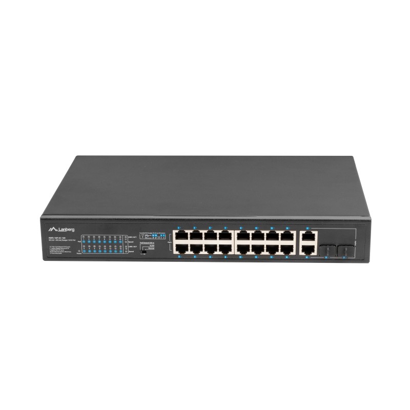 Lanberg RSFE-16P-2C-150 switch di rete Non gestito Gigabit Ethernet (10/100/1000) Supporto Power over (PoE) 1U Nero