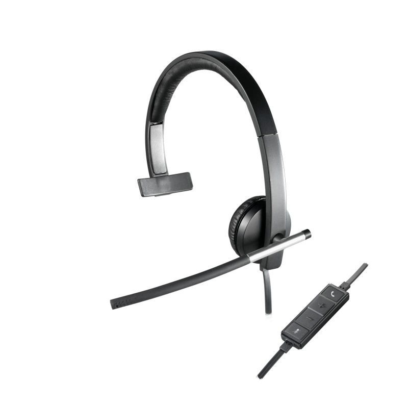 Logitech H650e Auricolare Cablato A Padiglione Ufficio USB tipo Nero Argento