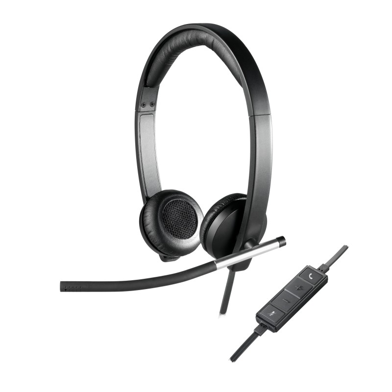 Logitech H650e Auricolare Cablato A Padiglione Ufficio USB tipo Nero Argento