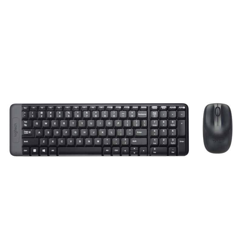 Logitech MK220 Combo Tastiera e Mouse Wireless Compatti per Windows 2.4 GHz con Ricevitore USB Unifying