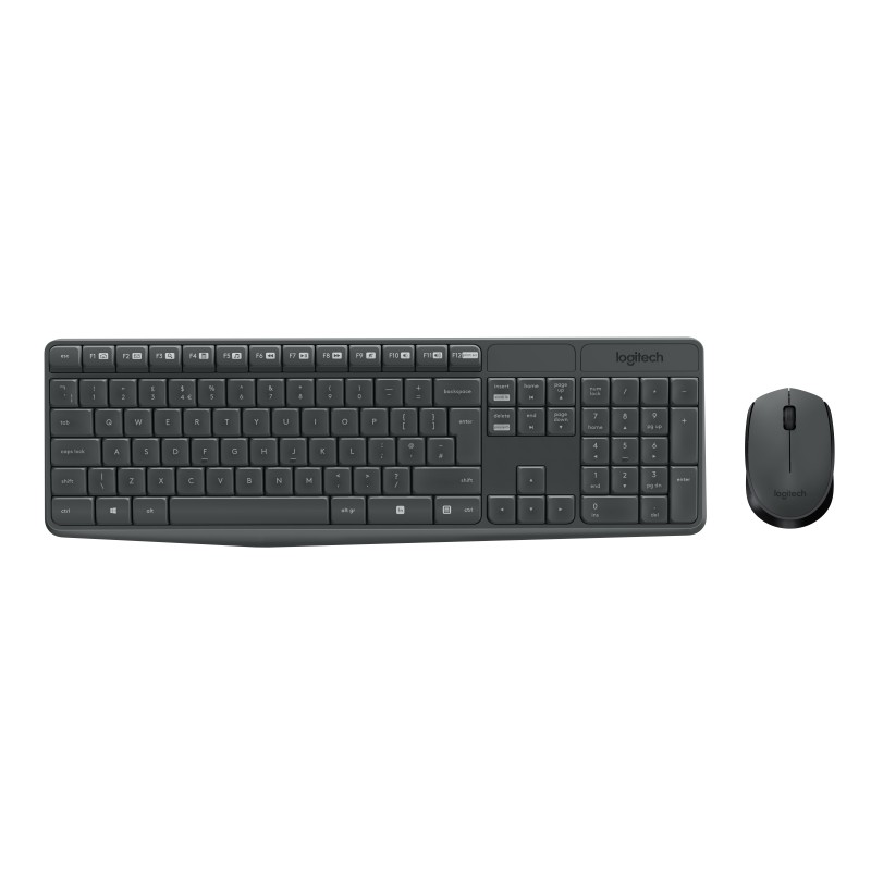 Logitech MK235 Combo Tastiera e Mouse Wireless per Windows Ricevitore Unifying USB 2.4 GHz Wireless 15 Tasti FN