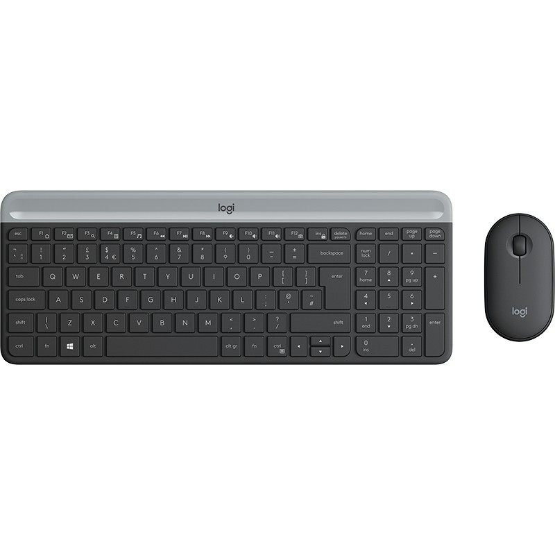 Logitech MK470 Kit Mouse e Tastiera Wireless per Windows Ricevitore USB 2.4 GHz ?Sottile Compatto Silenzioso