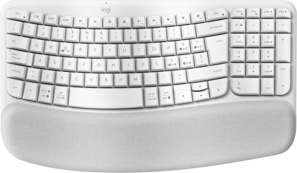 Logitech Wave Keys tastiera Ufficio RF senza fili + Bluetooth QWERTY Italiano Bianco