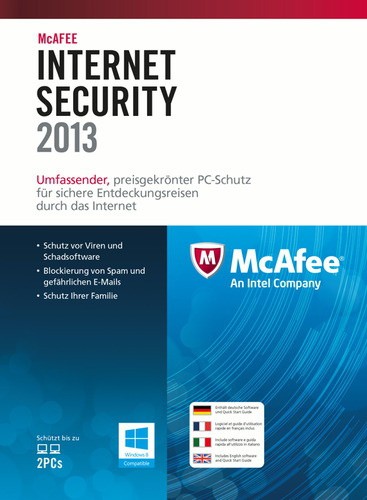 McAfee Internet Security 2013. 3u DEU FRE ITA ENG Sicurezza antivirus Tedesca Inglese Francese ITA 3 licenza/e