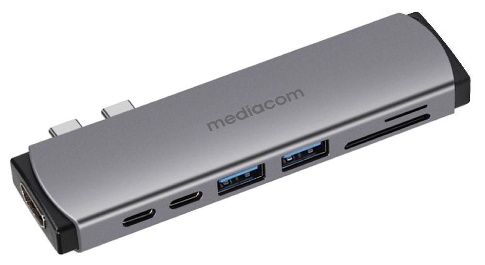 Mediacom MD-M201 replicatore di porte e docking station per laptop Cablato USB 3.2 Gen 1 (3.1 1) Type-C Alluminio