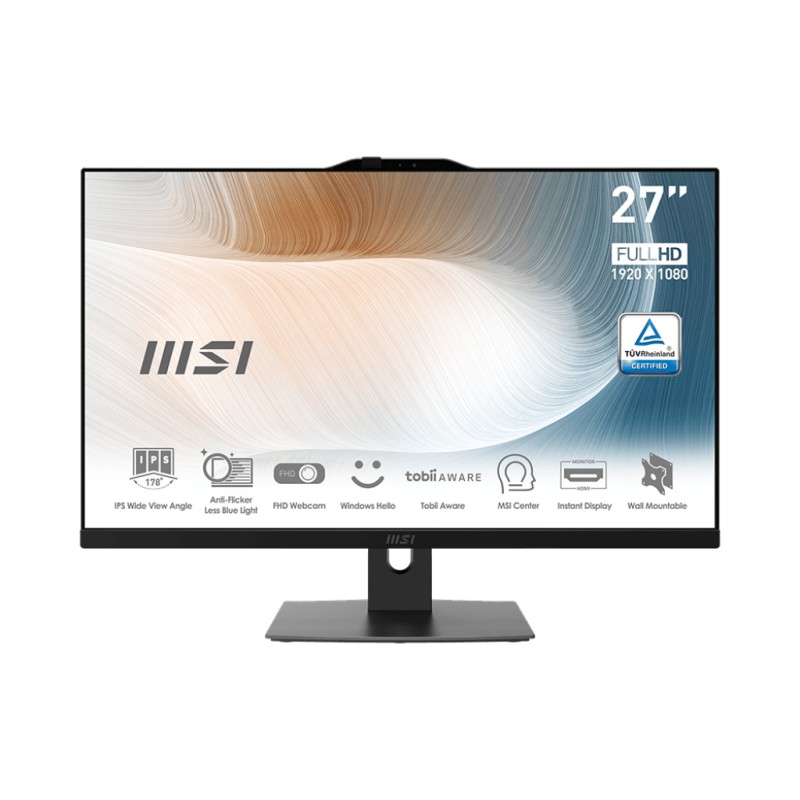 MSI Modern 12M-021EU Intel® Core™ i5 68.6 cm (27") 1920 x 1080 Pixel 8 GB DDR4-SDRAM 512 SSD PC All-in-one Windows 11 Pro Wi-Fi