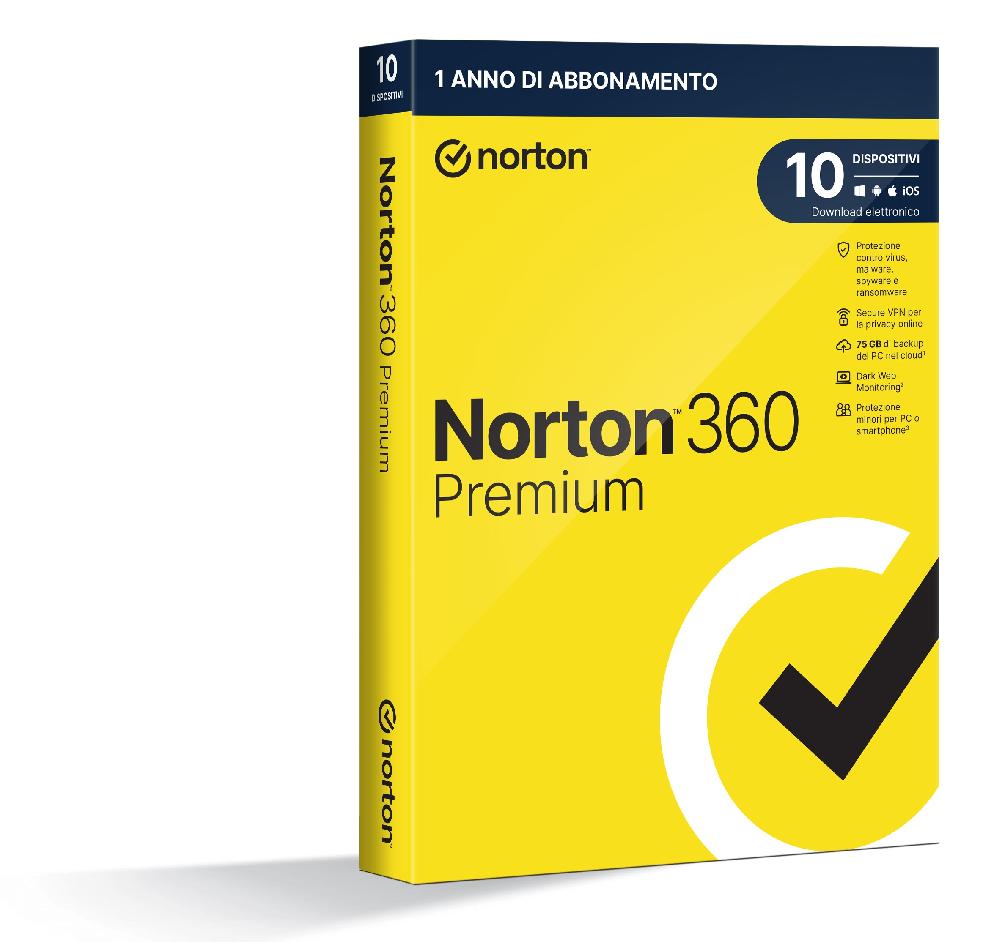 Norton 360 Premium 2024 Antivirus per 10 dispositivi Licenza di 1 anno Secure VPN e Password Manager PC Mac tablet e