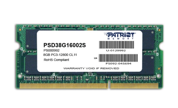 Patriot Memory 8GB PC3-12800 memoria 1 x 8 GB DDR3 1600 MHz