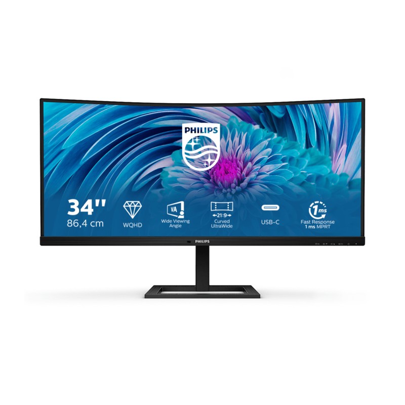 Philips E Line 346E2CUAE/00 Monitor PC 86.4 cm (34") 3440 x 1440 Pixel Wide Quad HD+ LCD Nero