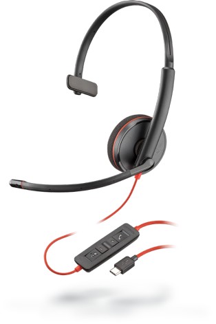 POLY Blackwire C3210 Auricolare Cablato A Padiglione Musica e Chiamate USB tipo-C Nero Rosso