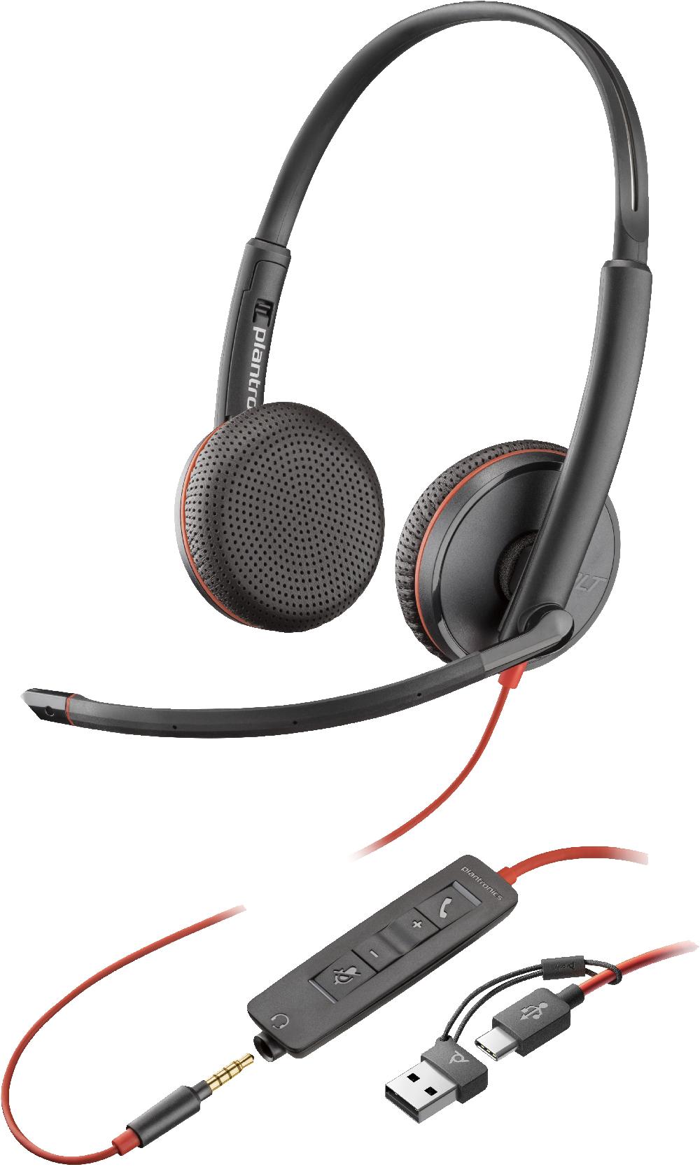 POLY Cuffie Blackwire 3225 stereo USB-C + spinotto da 3 5 mm + adattatore USB-C/A (sfuse)