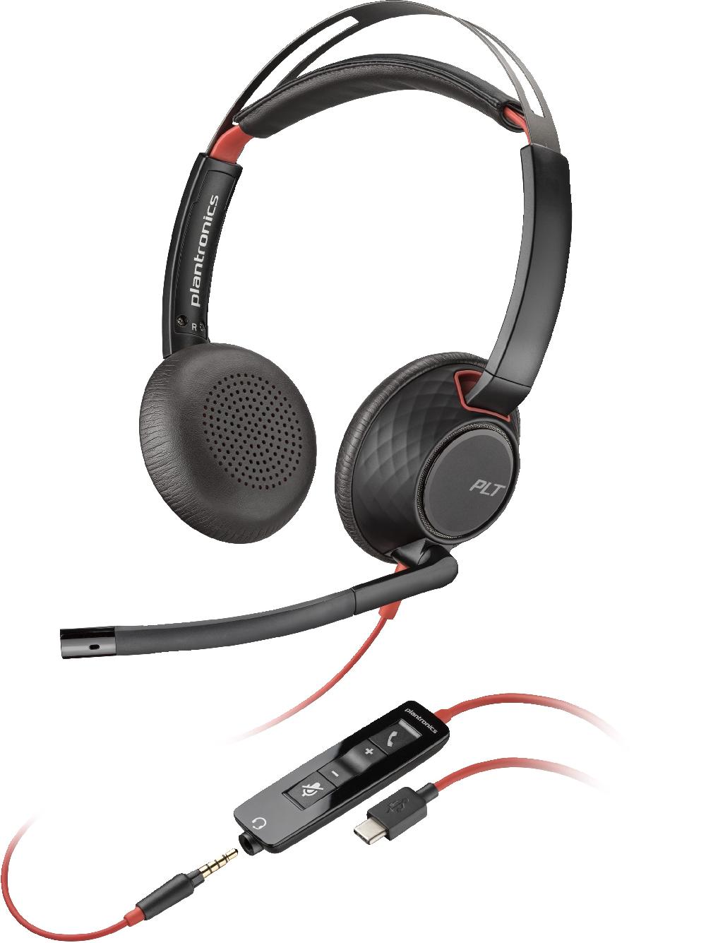 POLY Cuffie stereo Blackwire 5220 con connettore USB-C + spina da 3 5 mm + adattatore USB-C/A
