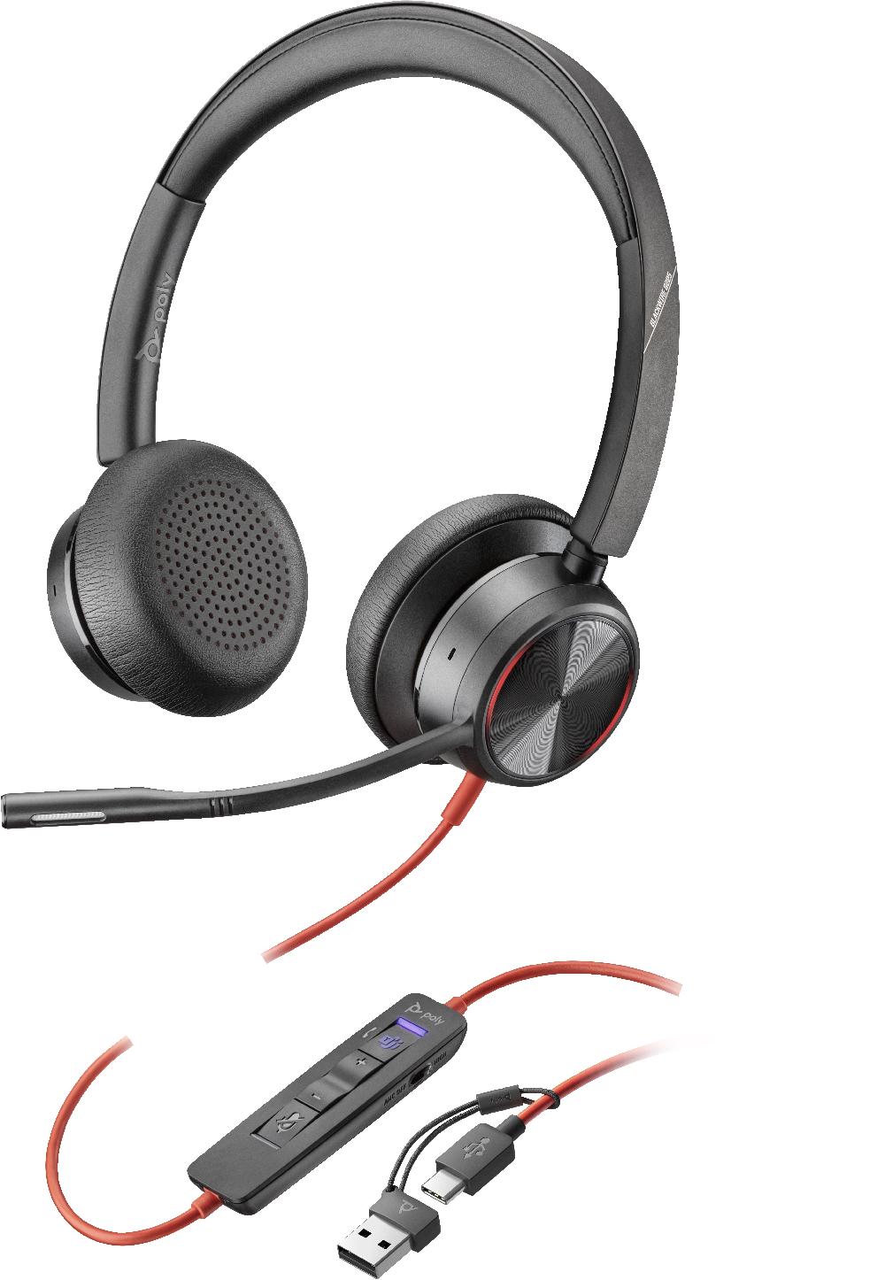 POLY Cuffie stereo Blackwire 8225 con connettore USB-C certificate per Microsoft Teams + adattatore USB-C/A