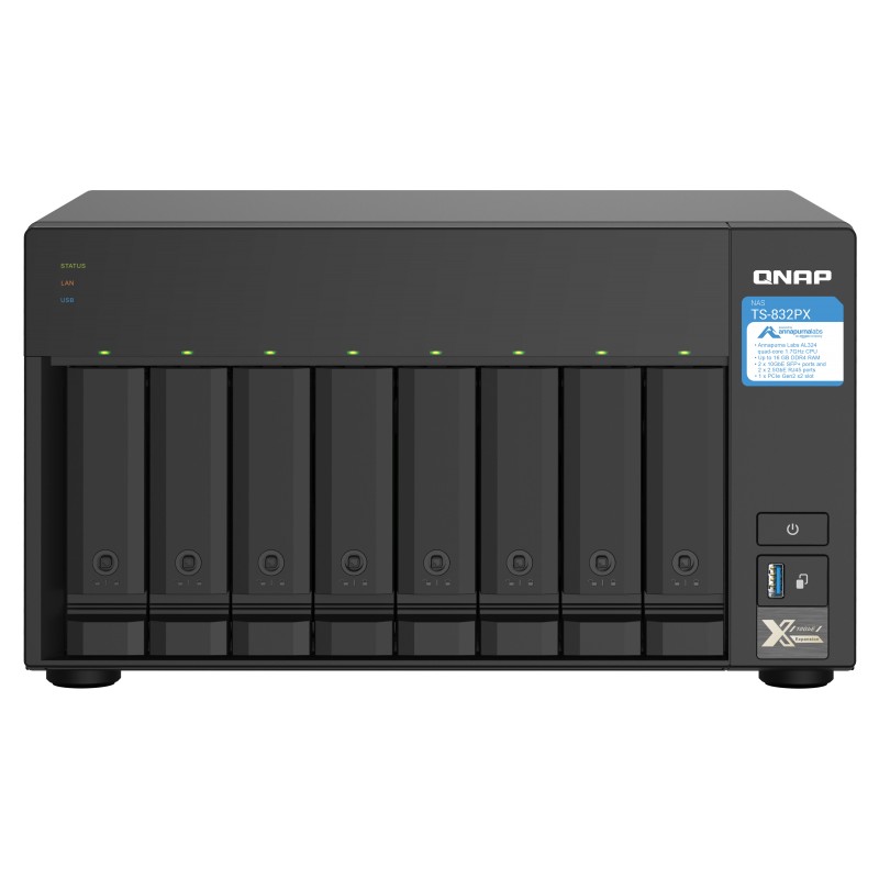 QNAP TS-832PX NAS Tower Collegamento ethernet LAN Alluminio Nero AL324