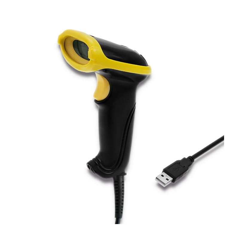 Qoltec 50867 Lettore di codici a barre portatile 1D/2D Laser Nero Giallo