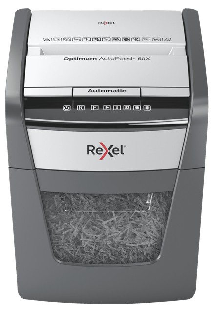 Rexel Optimum AutoFeed+ 50X distruggi documenti Triturazione incrociata 55 dB 22 cm Nero Grigio