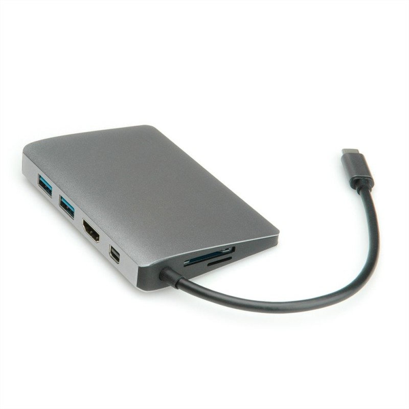 ROLINE 12.02.1021 replicatore di porte e docking station per laptop Cablato USB 3.2 Gen 2 (3.1 2) Type-C Grigio