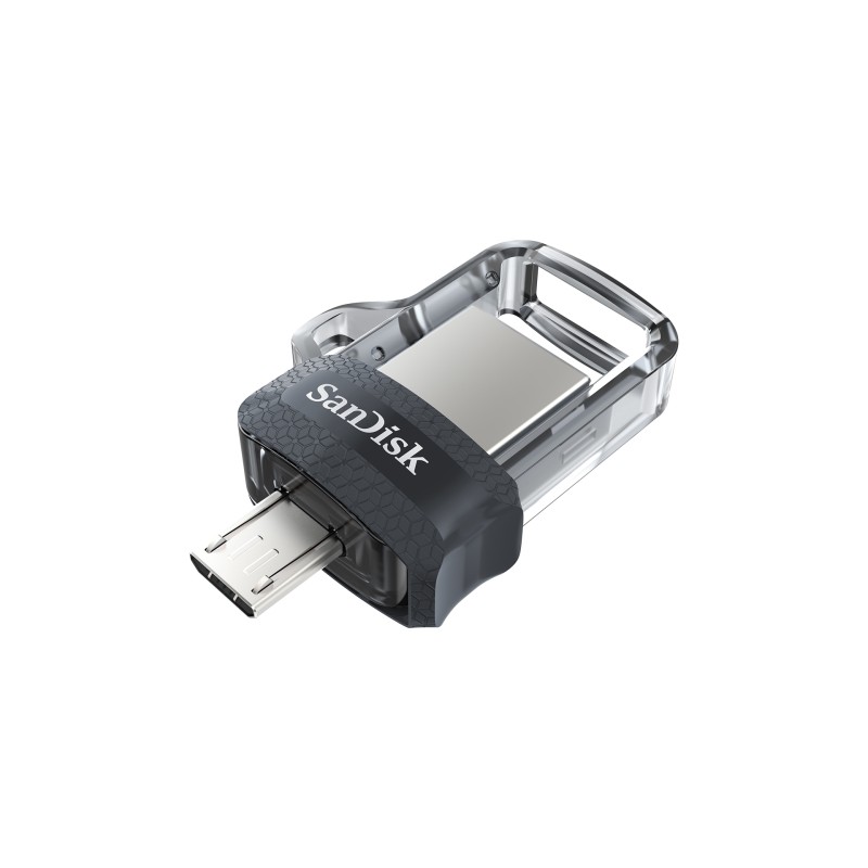 SanDisk Ultra Dual m3.0 unità flash USB 64 GB Type-A / Micro-USB 3.2 Gen 1 (3.1 1) Nero Argento Trasparente