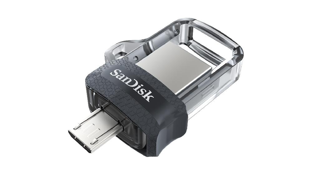 SanDisk Ultra Dual m3.0 unità flash USB 64 GB USB Type-A / Micro-USB 3.2 Gen 1 (3.1 Gen 1) Nero Argento Trasparente