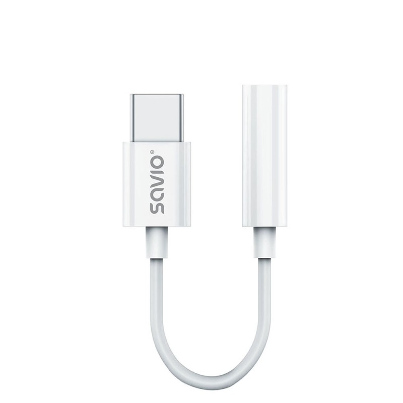 Savio AK-51 cavo audio 0.11 m 3.5mm USB tipo-C Bianco