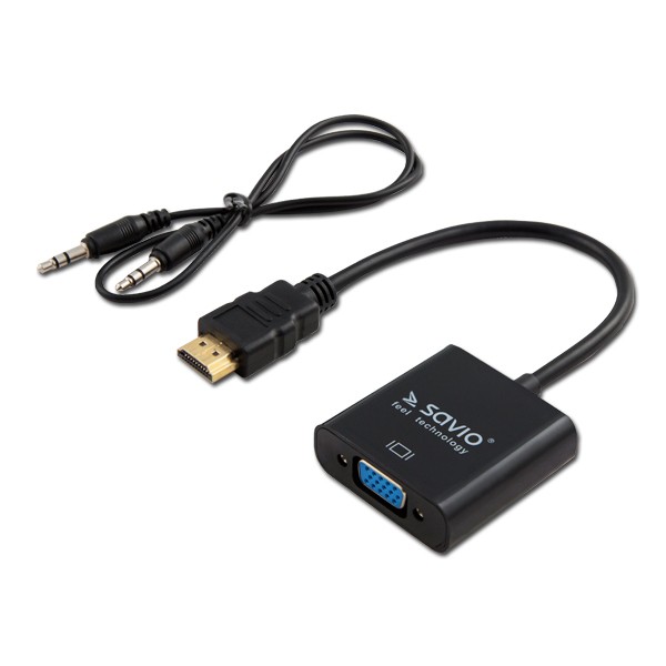 Savio CL-23/B cavo e adattatore video 0.5 m VGA (D-Sub) HDMI tipo A (Standard) Nero