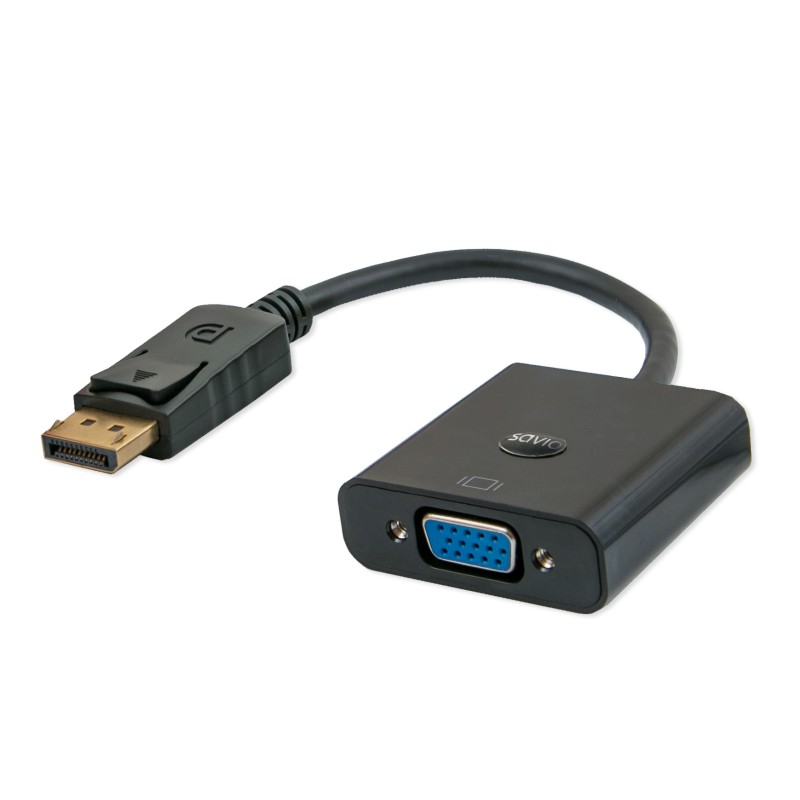 Savio CL-90 cavo e adattatore video 0.2 m DisplayPort VGA (D-Sub) Nero