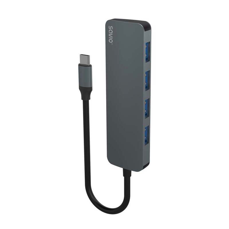 Savio Hub USB-C - 4 x USB-A AK-54 USB 3.2 Gen 1 (3.1 1) Type-A 1000 Mbit/s Nero