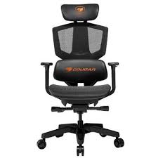 SEDIA GAMING COUGAR 3MARGOS ARGO ONE BLACK/ORANGE REGOLABILE CON BRACCIOLI BASE A 5 RAGGI ECOPELLE PORTATA MAX 150Kg